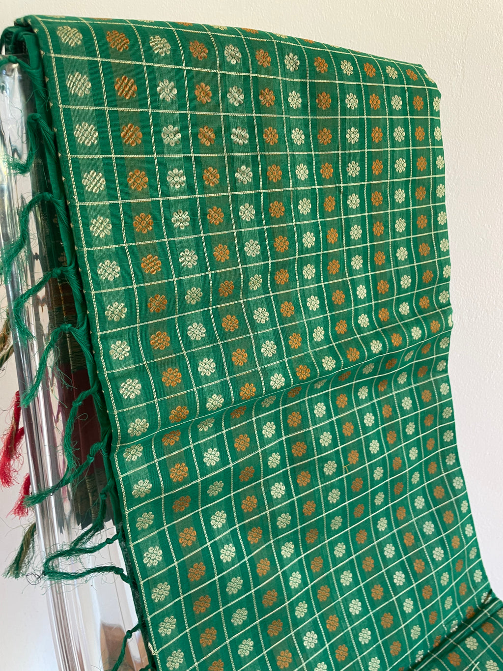Green with Red Border Energised Saree