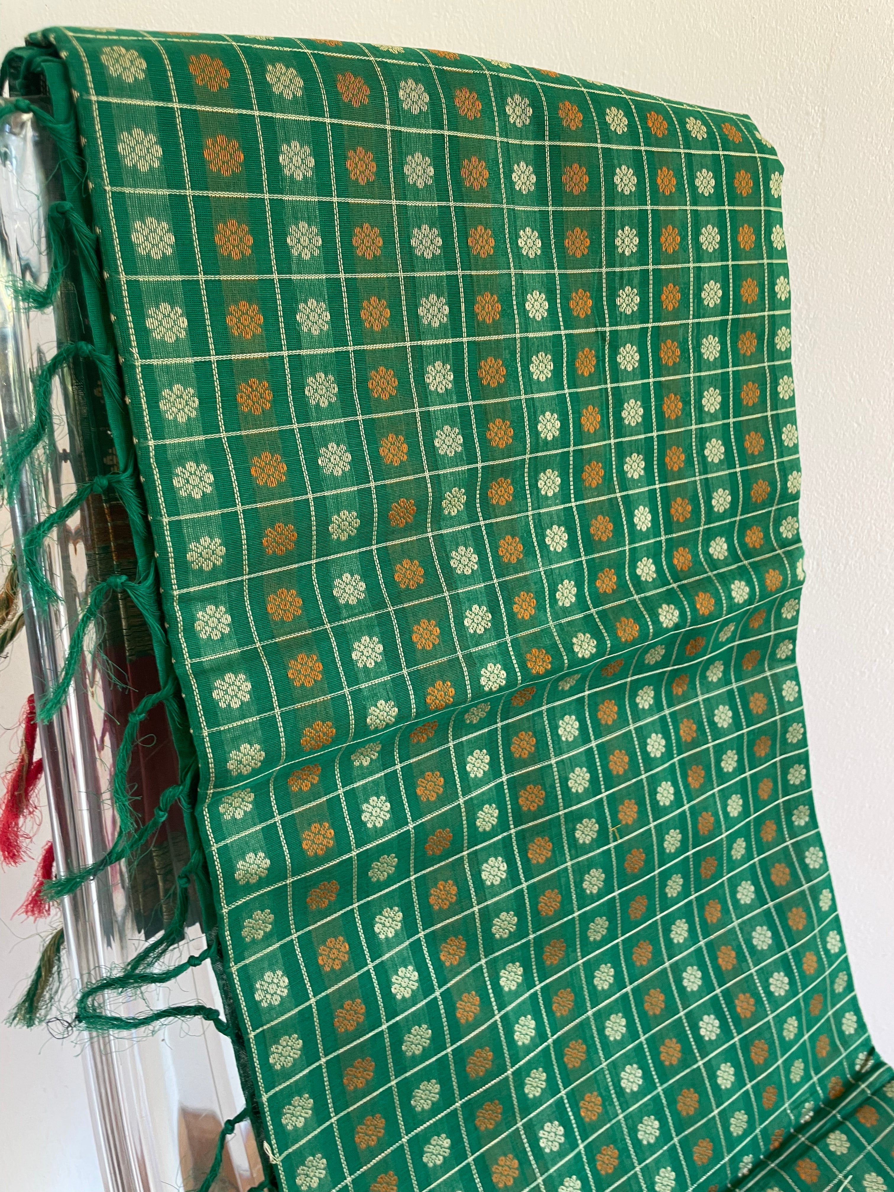 Green with Red Border Energised Saree