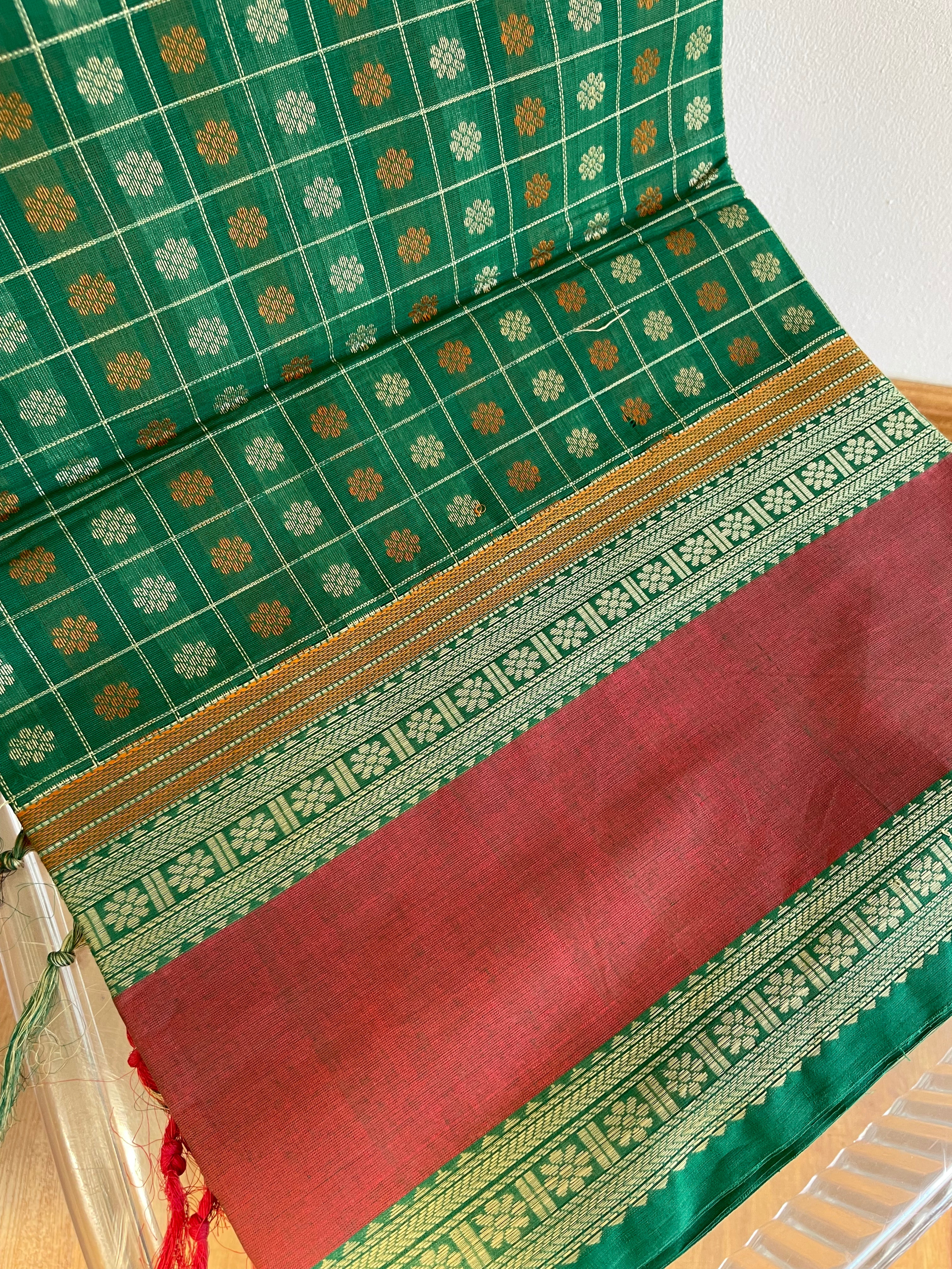 Green with Red Border Energised Saree