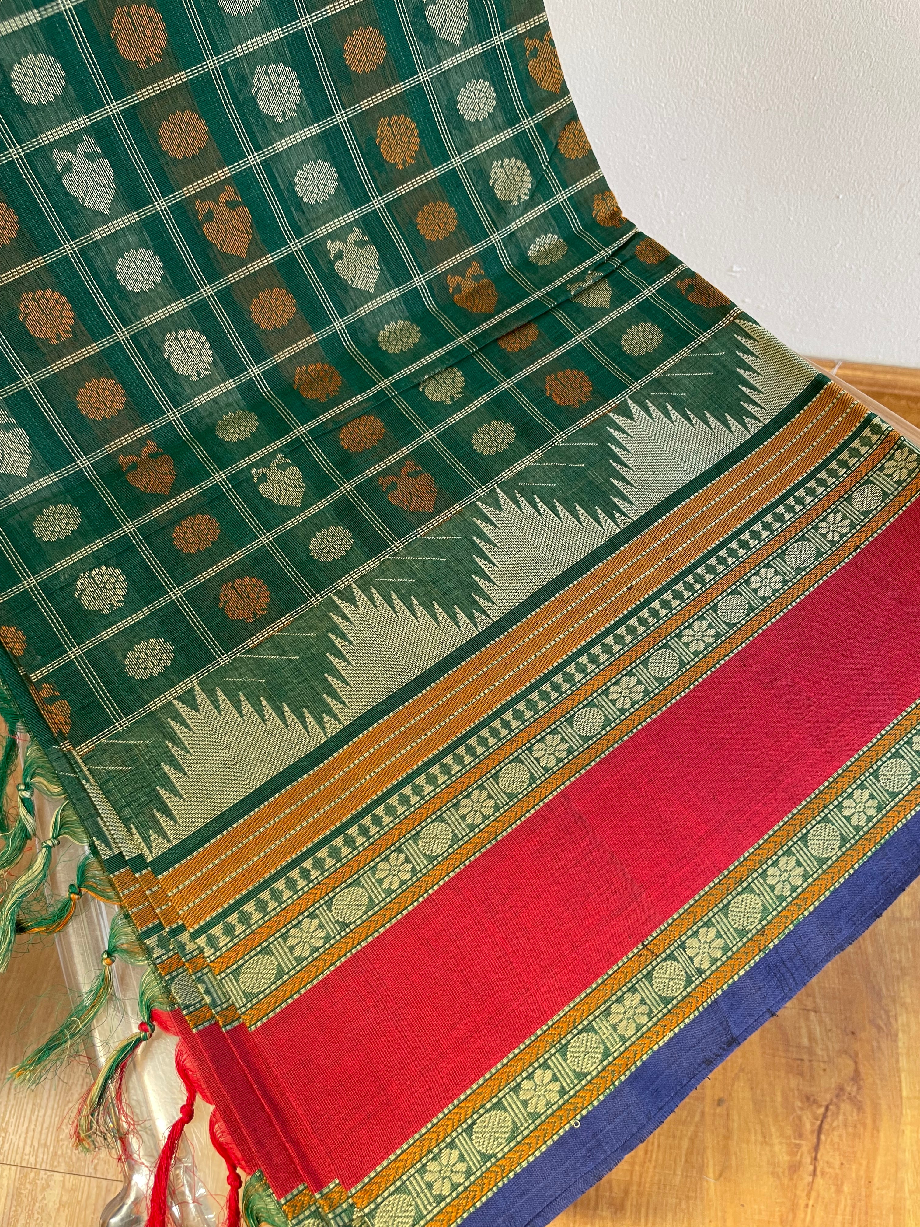 Green & Red Energised Saree