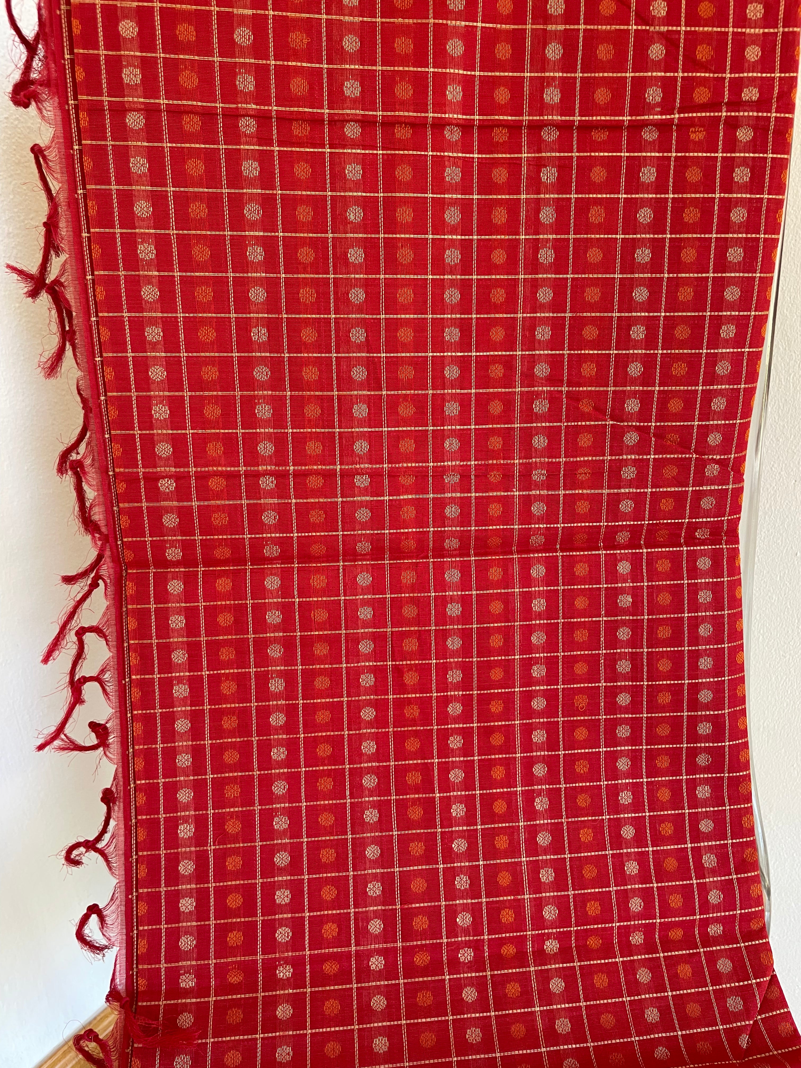Red with Green Border Energized Saree
