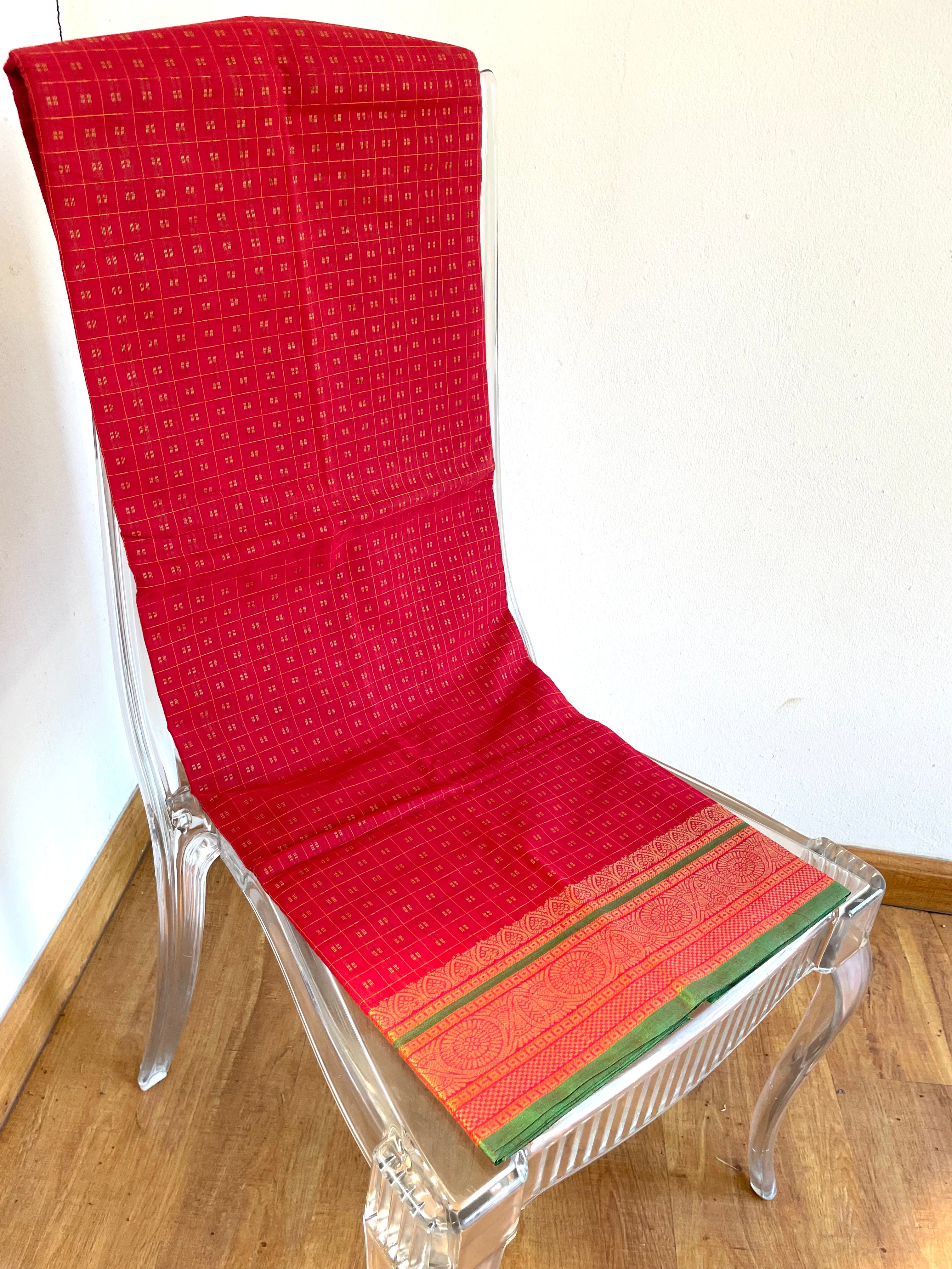 Red with Green Border Energised Saree