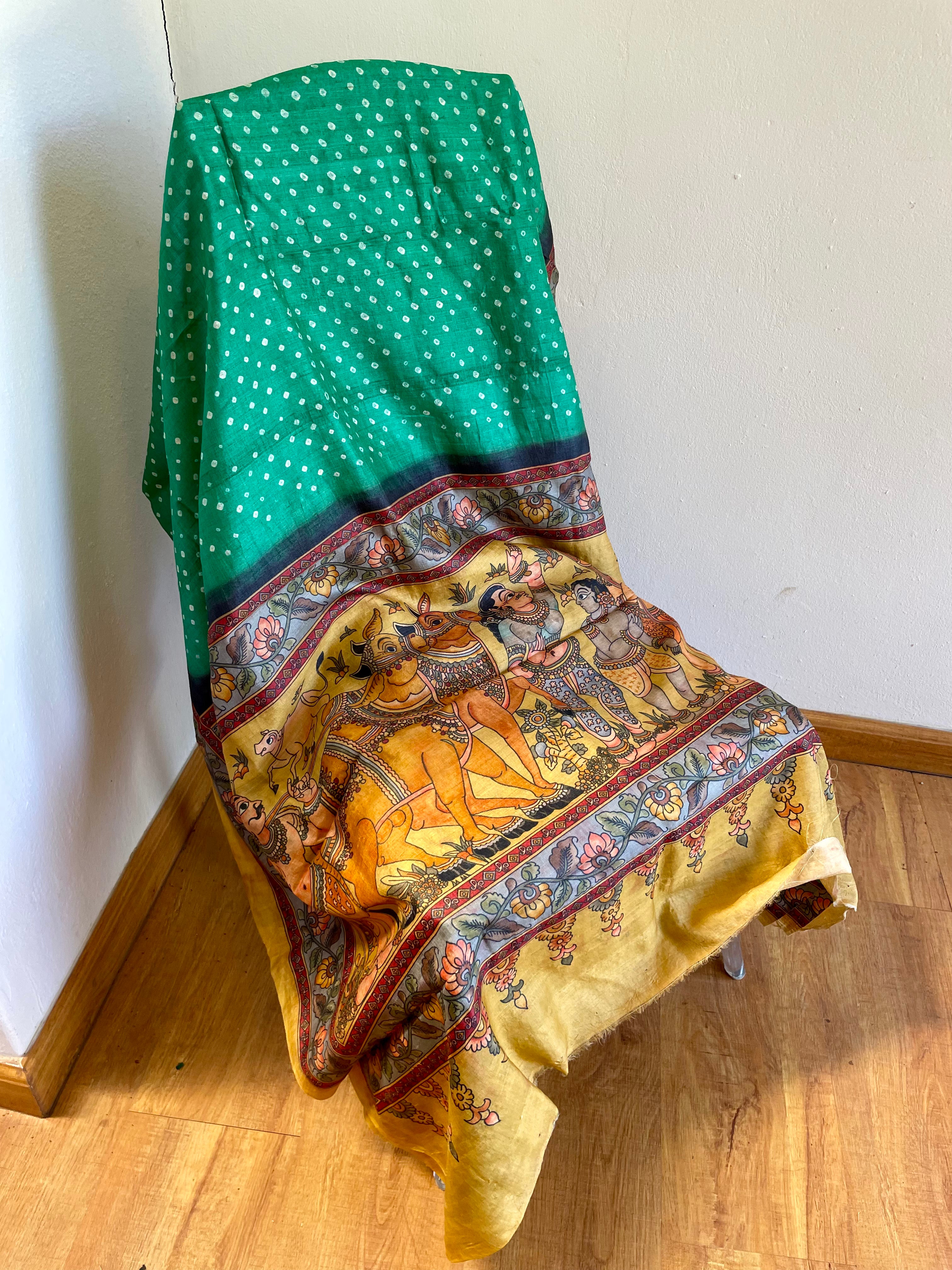 Silk Energized Saree with Print and Attached Blouse Piece