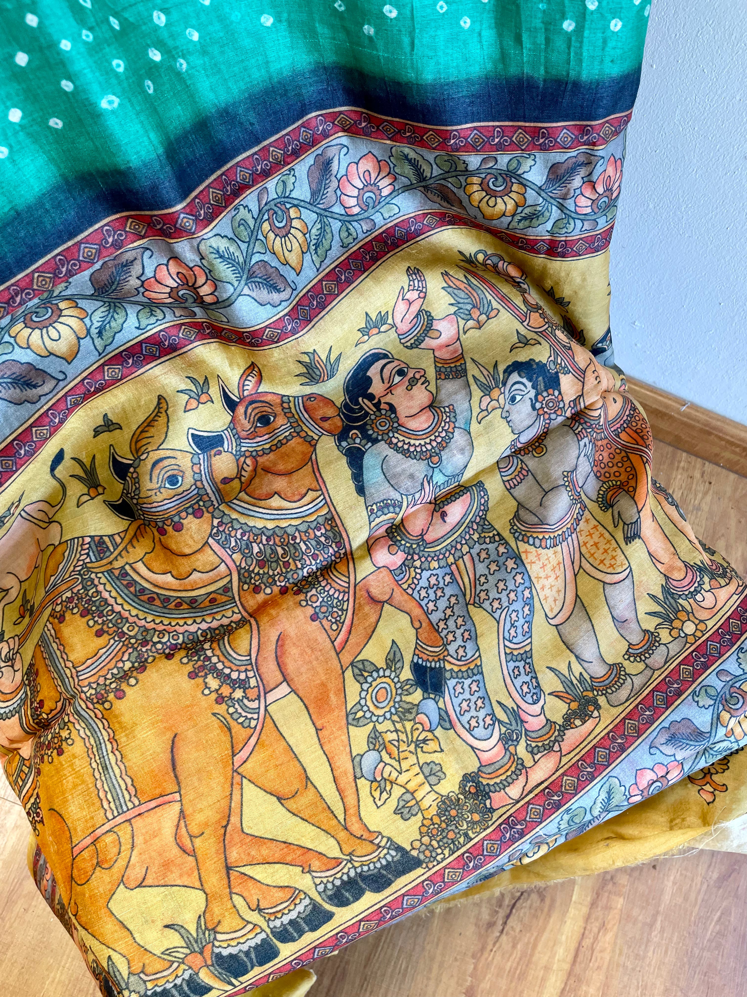 Silk Energized Saree with Print and Attached Blouse Piece