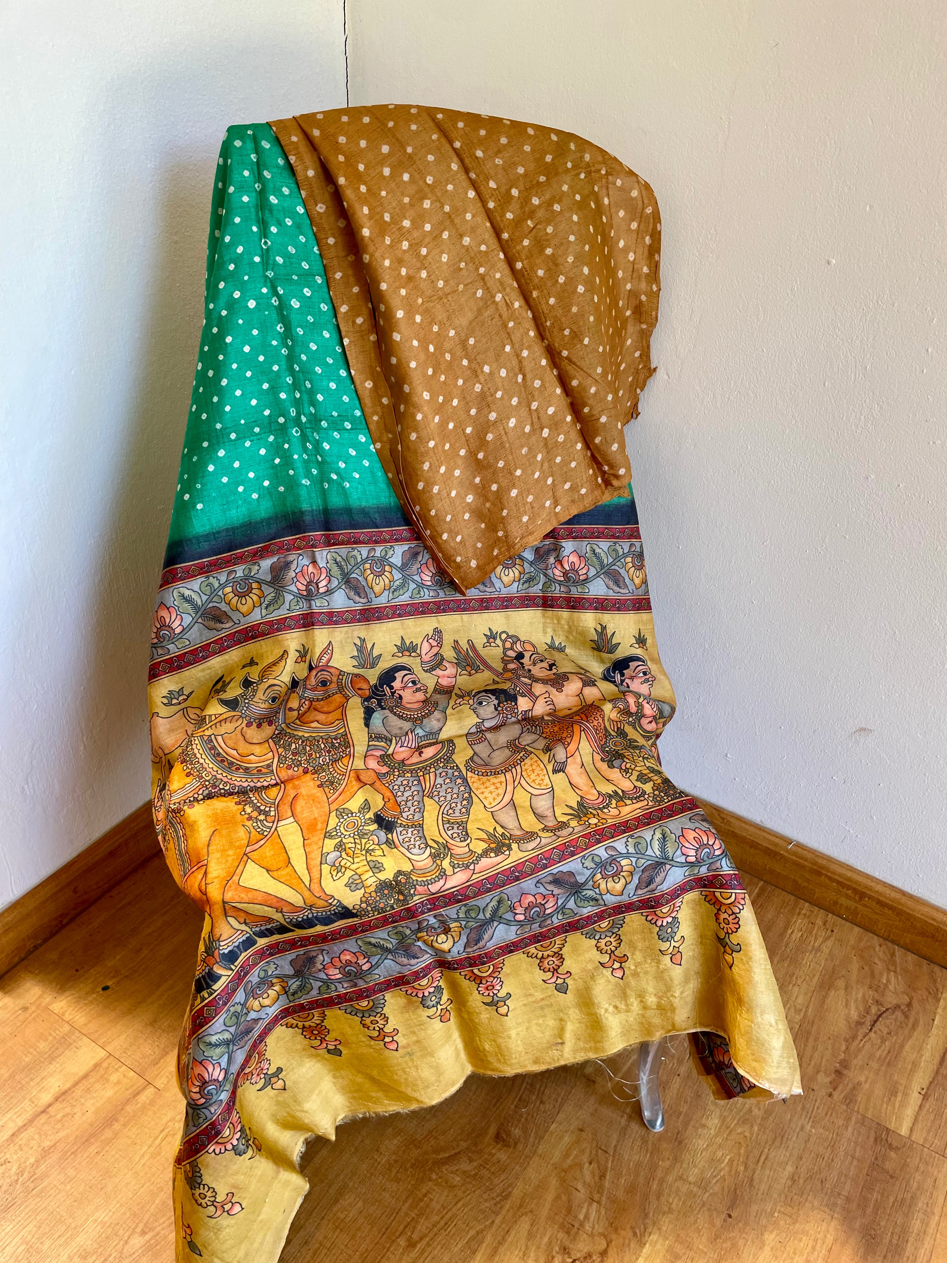 Silk Energized Saree with Print and Attached Blouse Piece