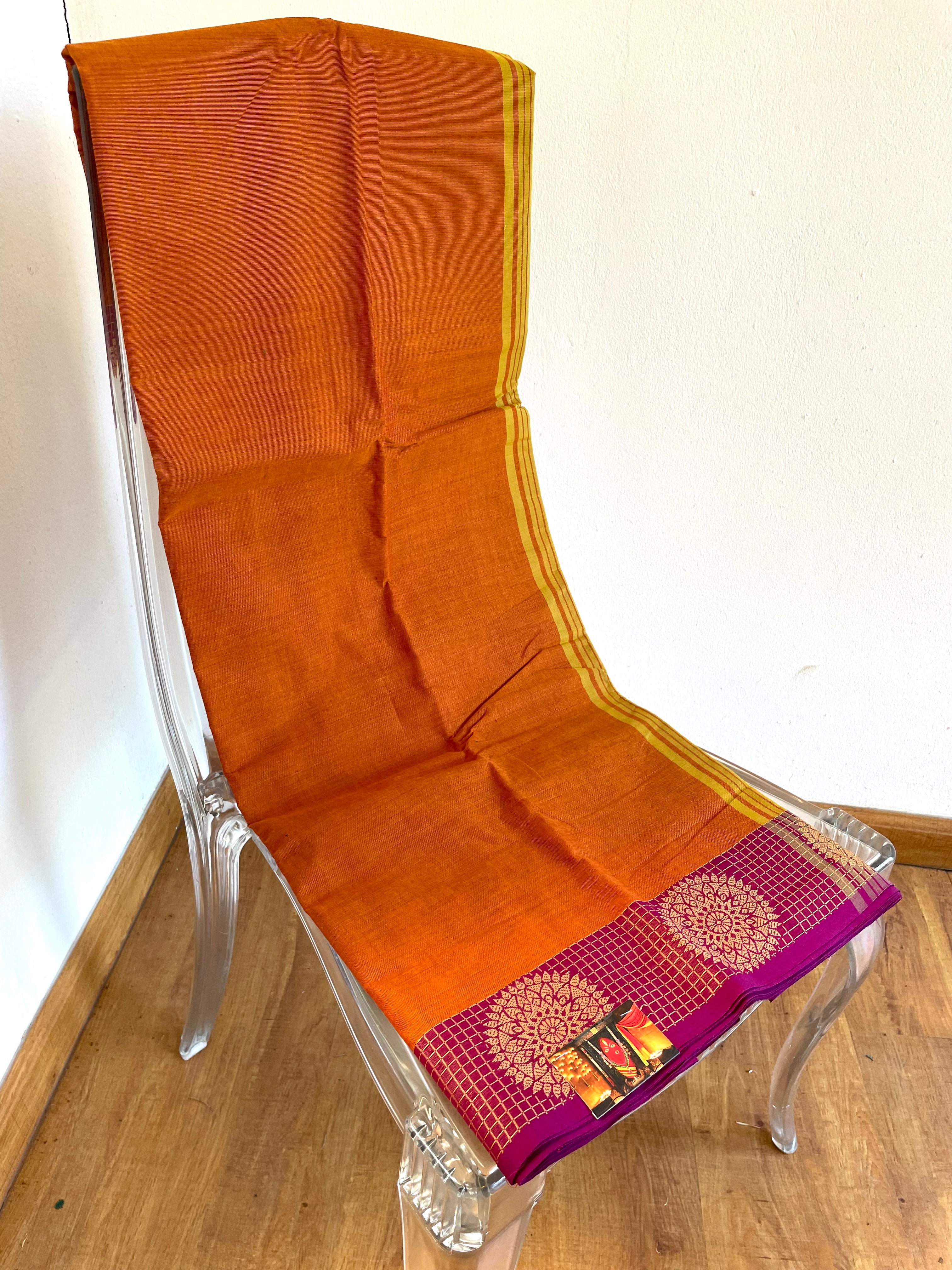 Orange, Purple & Yellow Energised Saree