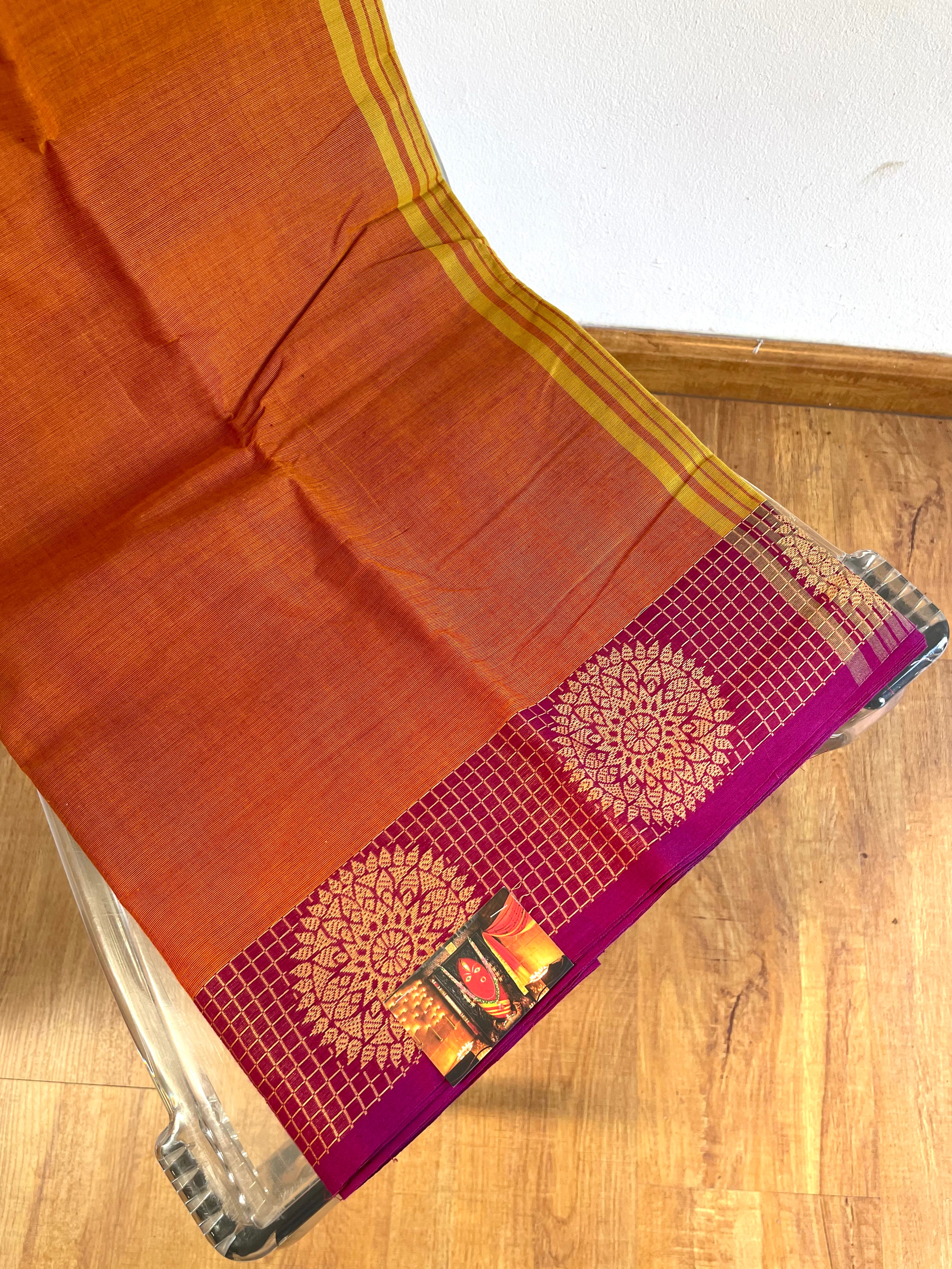 Orange, Purple & Yellow Energised Saree