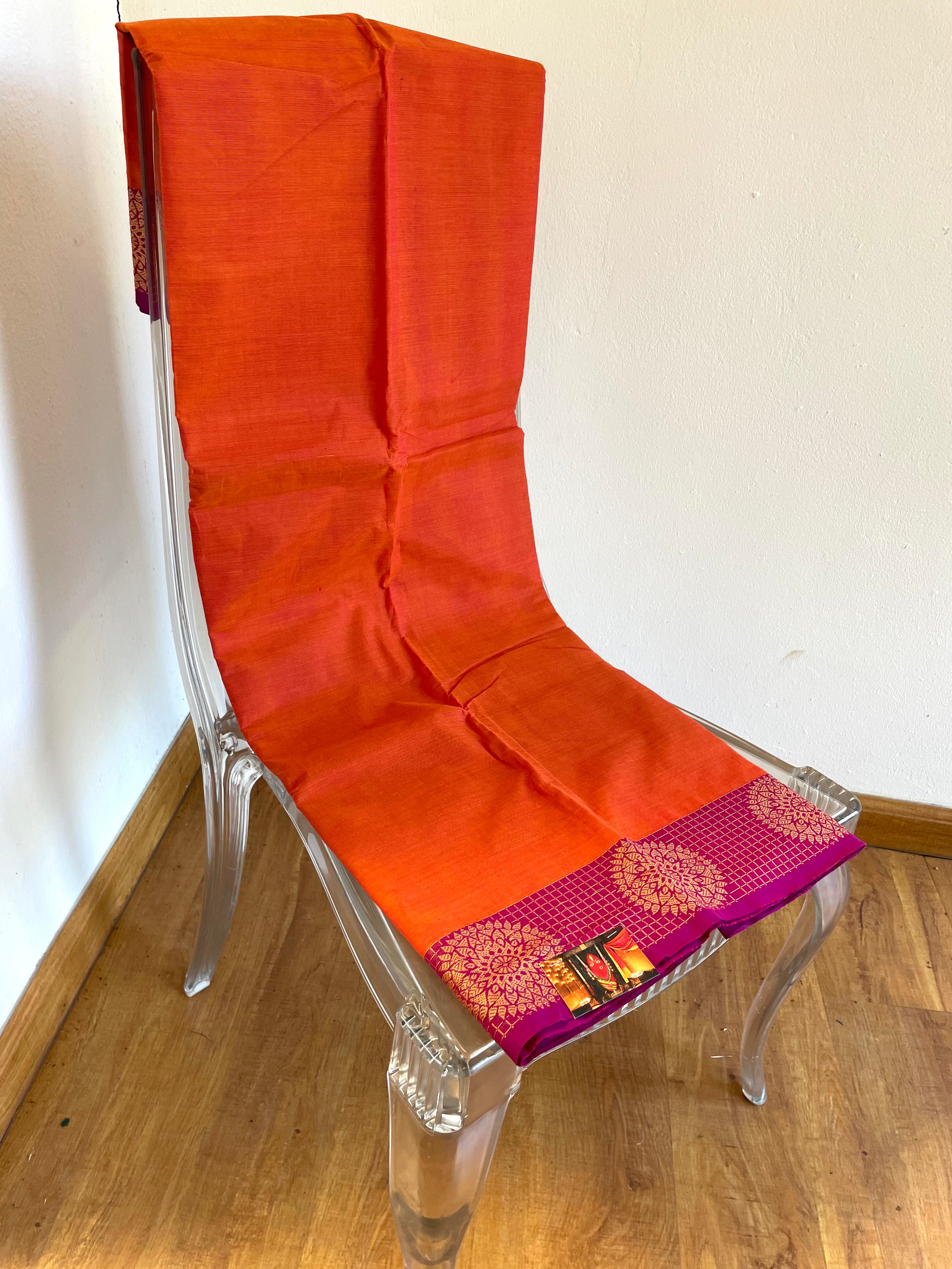 Orange & Purple Enegrised Saree