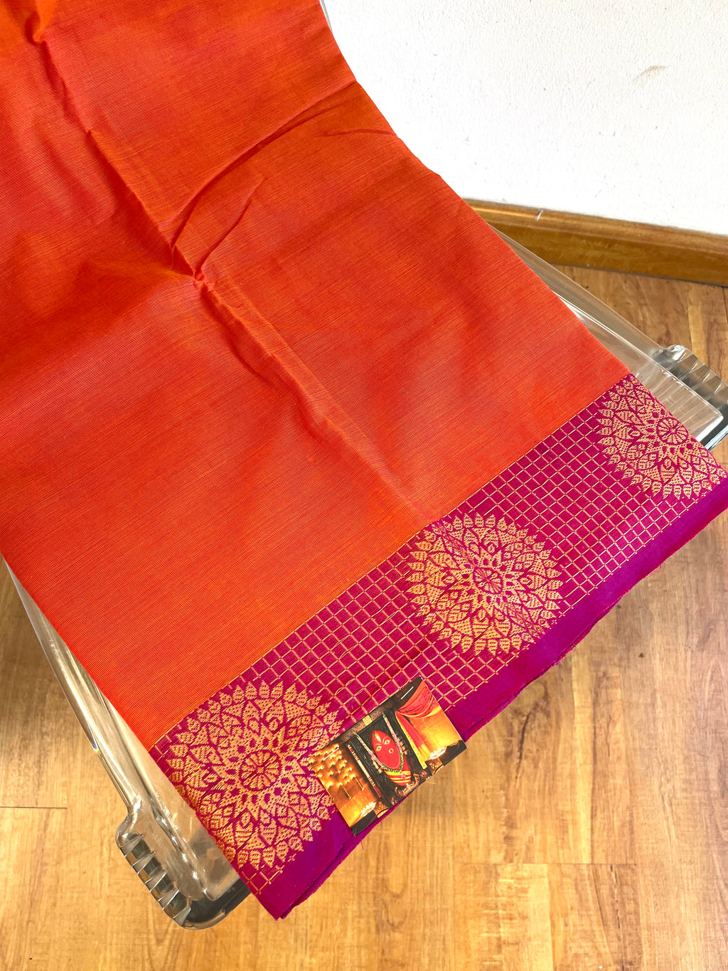 Orange & Purple Enegrised Saree