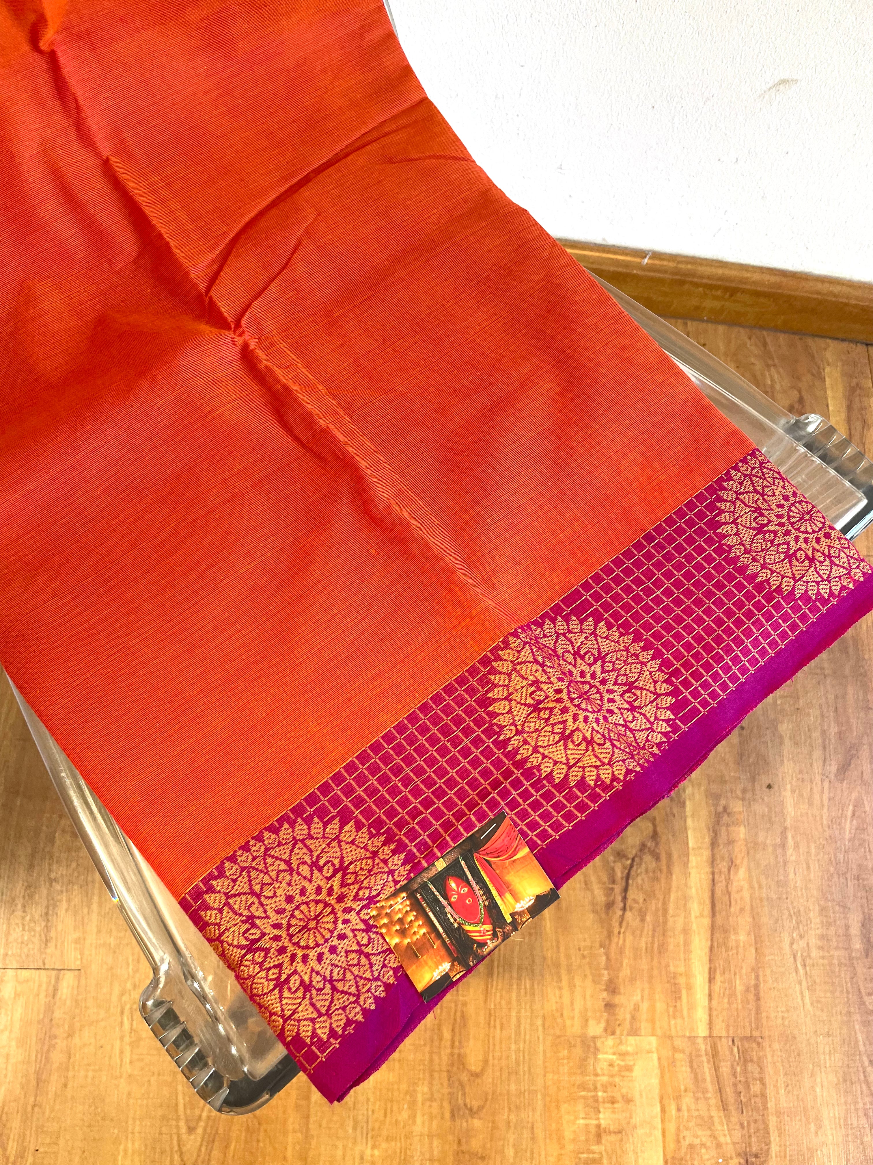 Orange & Purple Enegrised Saree
