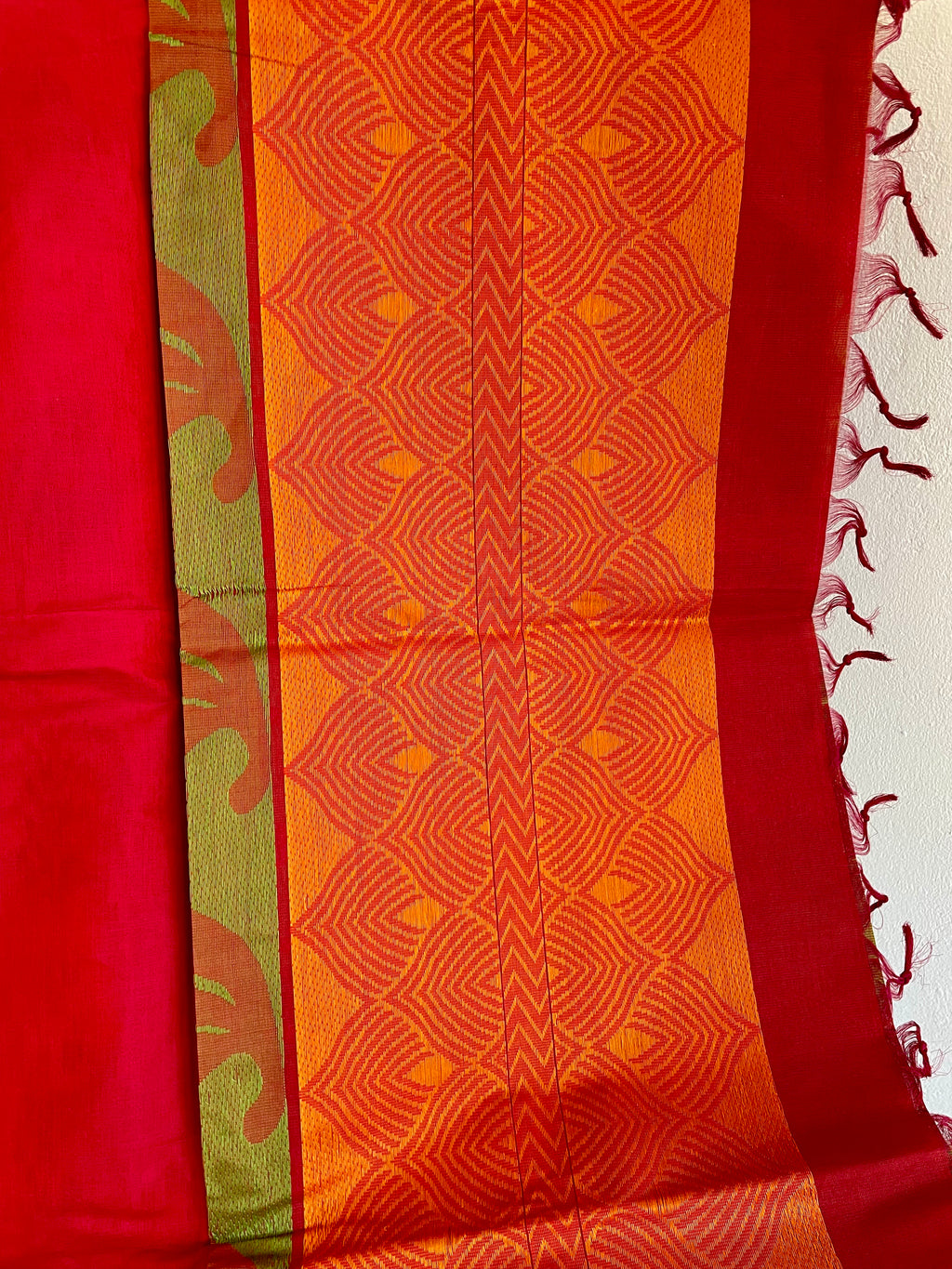 Red, Gold & Orange Energised Saree