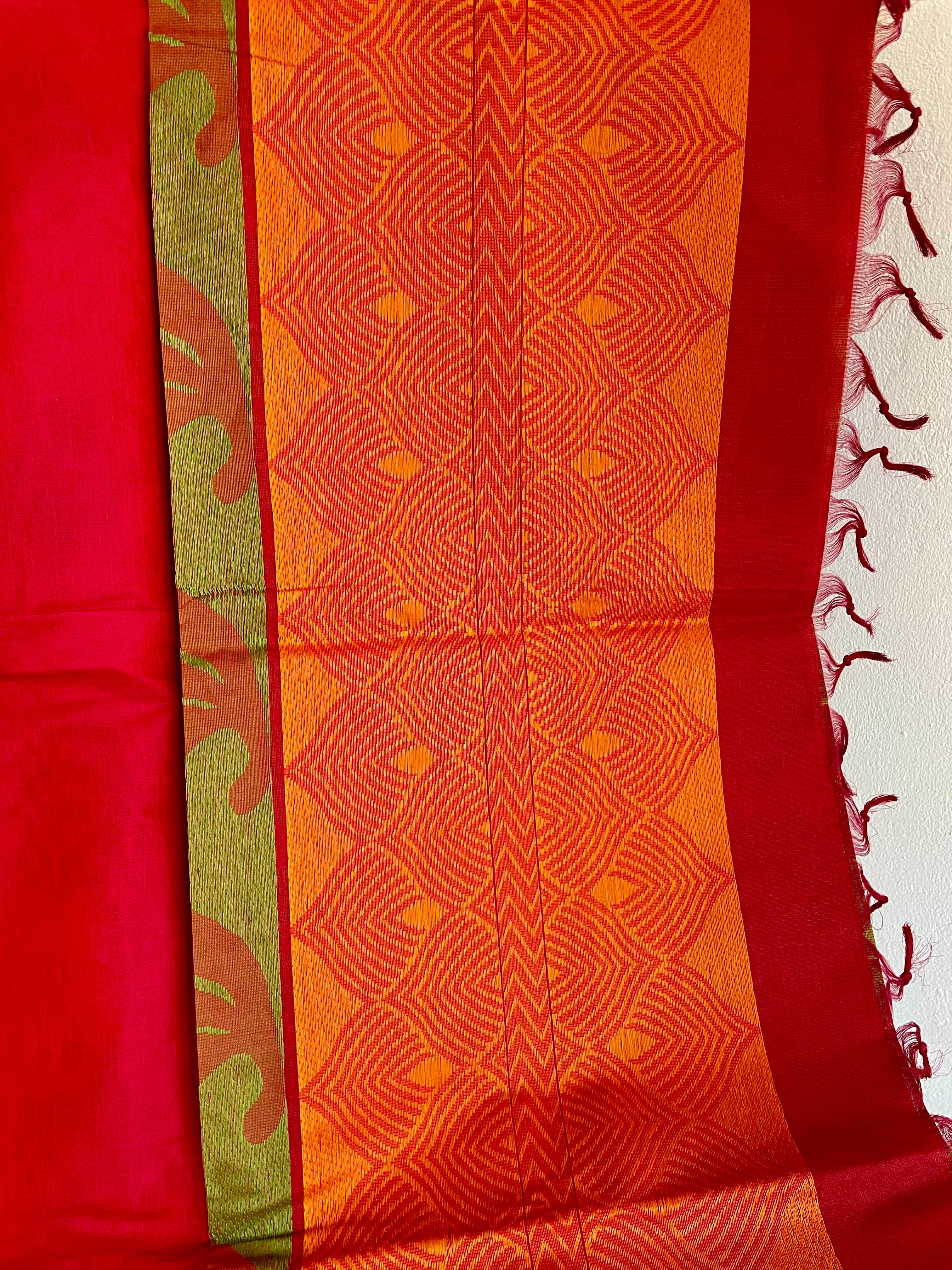 Red, Gold & Orange Energised Saree