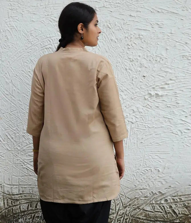 Organic Women's 3/4th Sleeve Aum Kurta - Beige