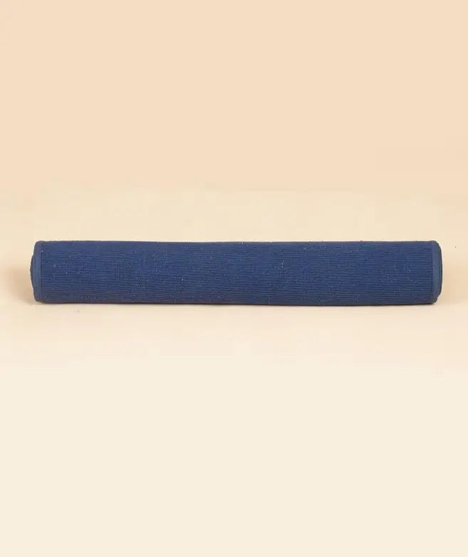 Cotton Rug Yoga Mat Back Rubberized - Blue