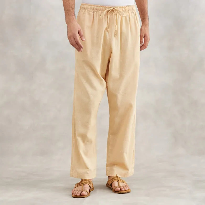 Organic Cotton Drawstring Pants (Beige)