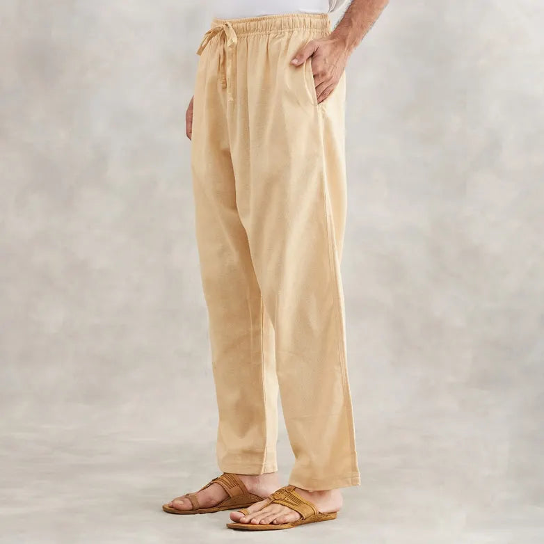 Organic Cotton Drawstring Pants (Beige)