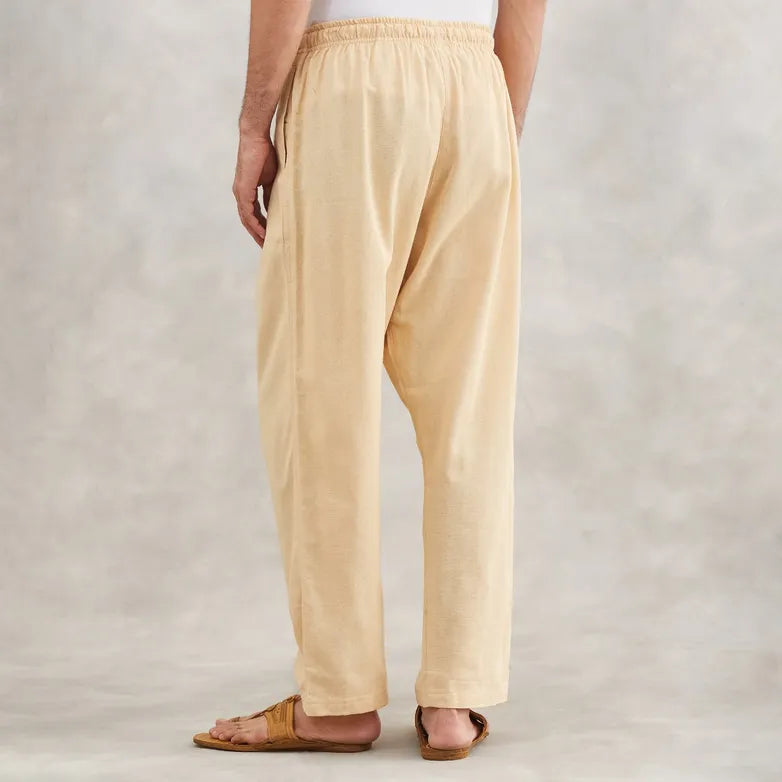 Organic Cotton Drawstring Pants (Beige)