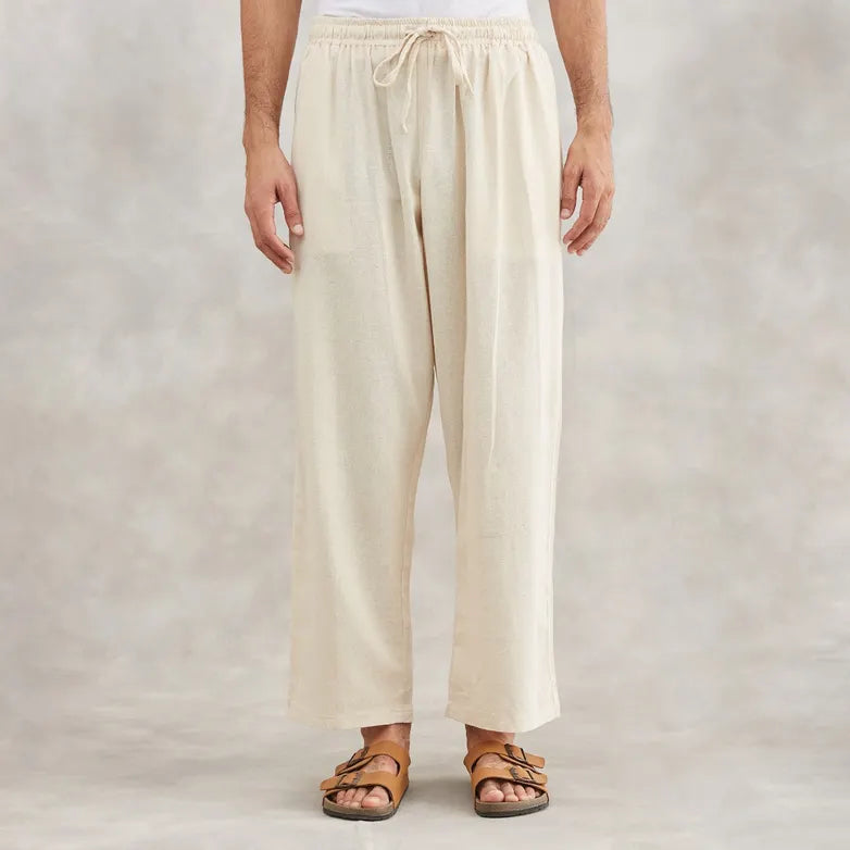Cotton Drawstring Pants (Cream)