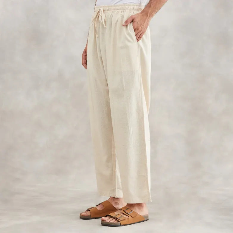 Cotton Drawstring Pants (Cream)