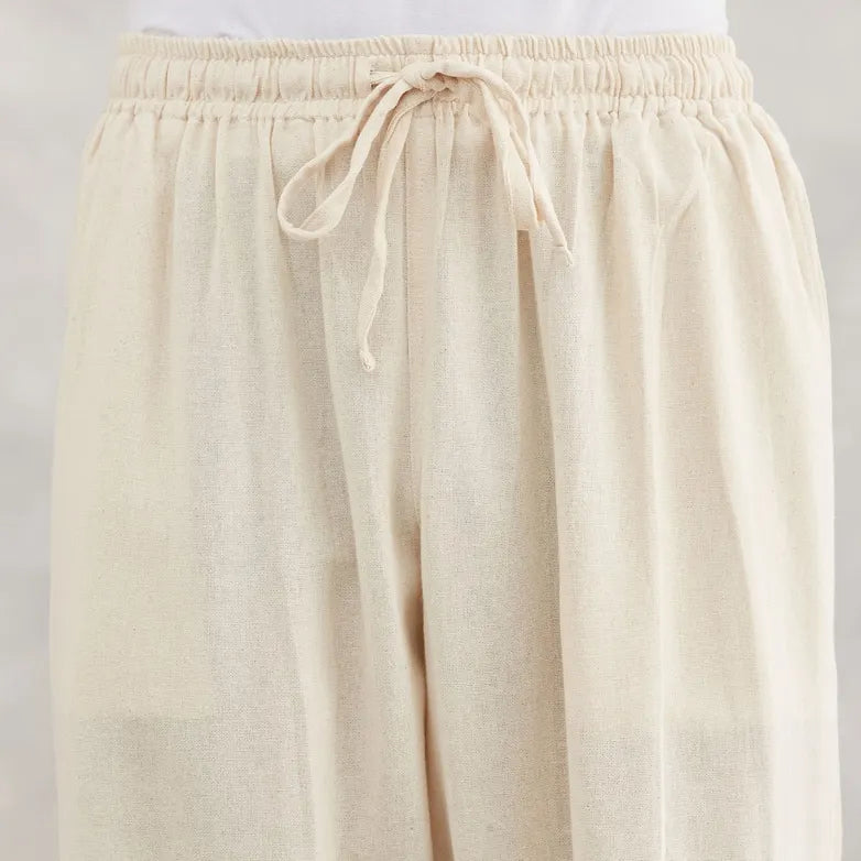 Cotton Drawstring Pants (Cream)