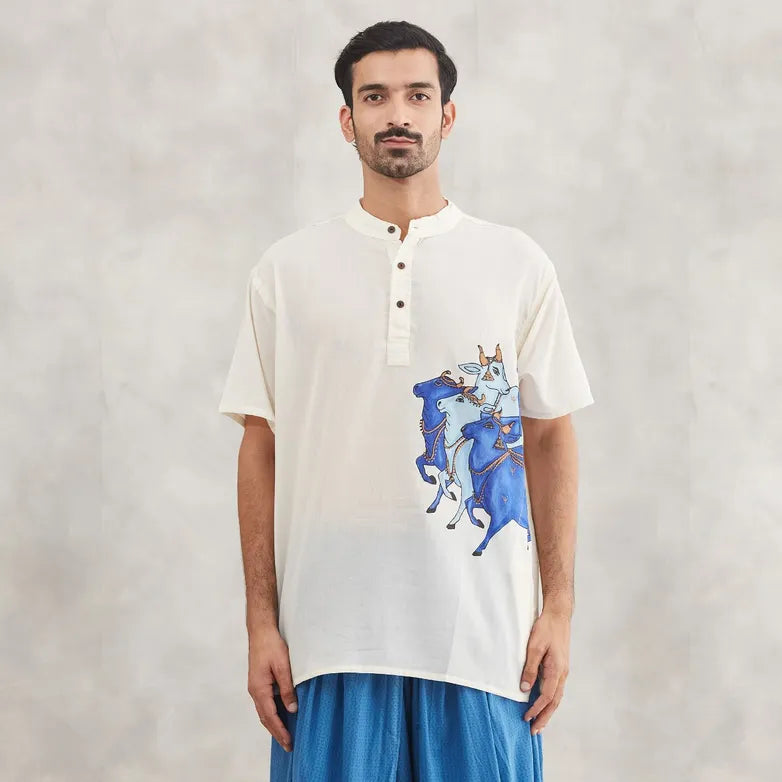 Organic Cotton Nandi Kurta - Off White