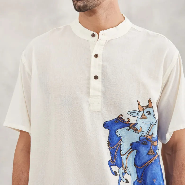 Organic Cotton Nandi Kurta - Off White