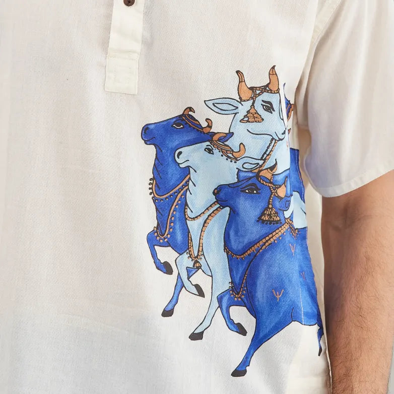 Organic Cotton Nandi Kurta - Off White