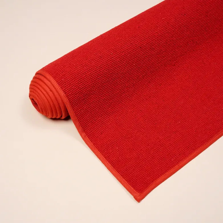Cotton Rug Yoga Mat Back Rubberized - Red